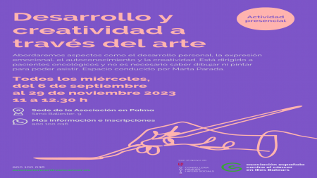 Cartel del ciclo de talleres 'Desarrollo y creatividad a través del arte' en Palma.