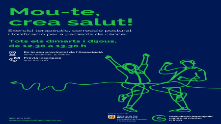 Cartel del taller '¡Muévete, crea salud!' en Palma.