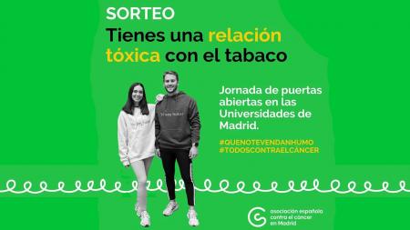 Campaña para prevenir el tabaquismo en la universidad y sorteo de regalos.